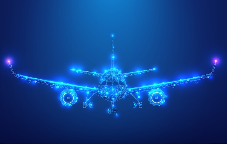 representation of an airplane structure in blue